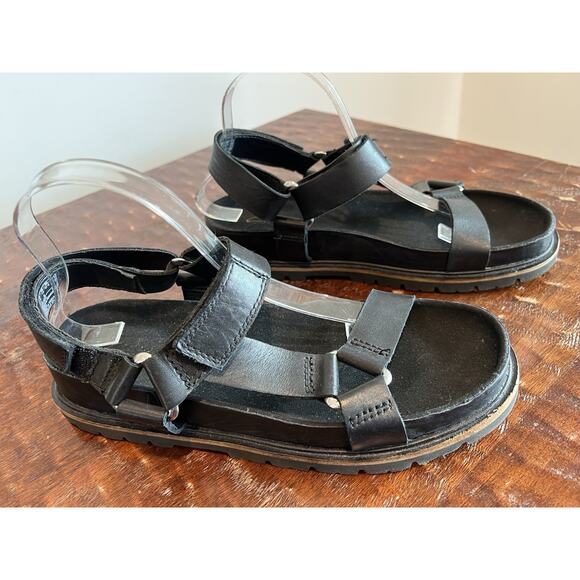 Clark's Artisan Unstructured Harbour Black Leather Sandals Women's Sz 10 M Boho - Picture 1 of 11
